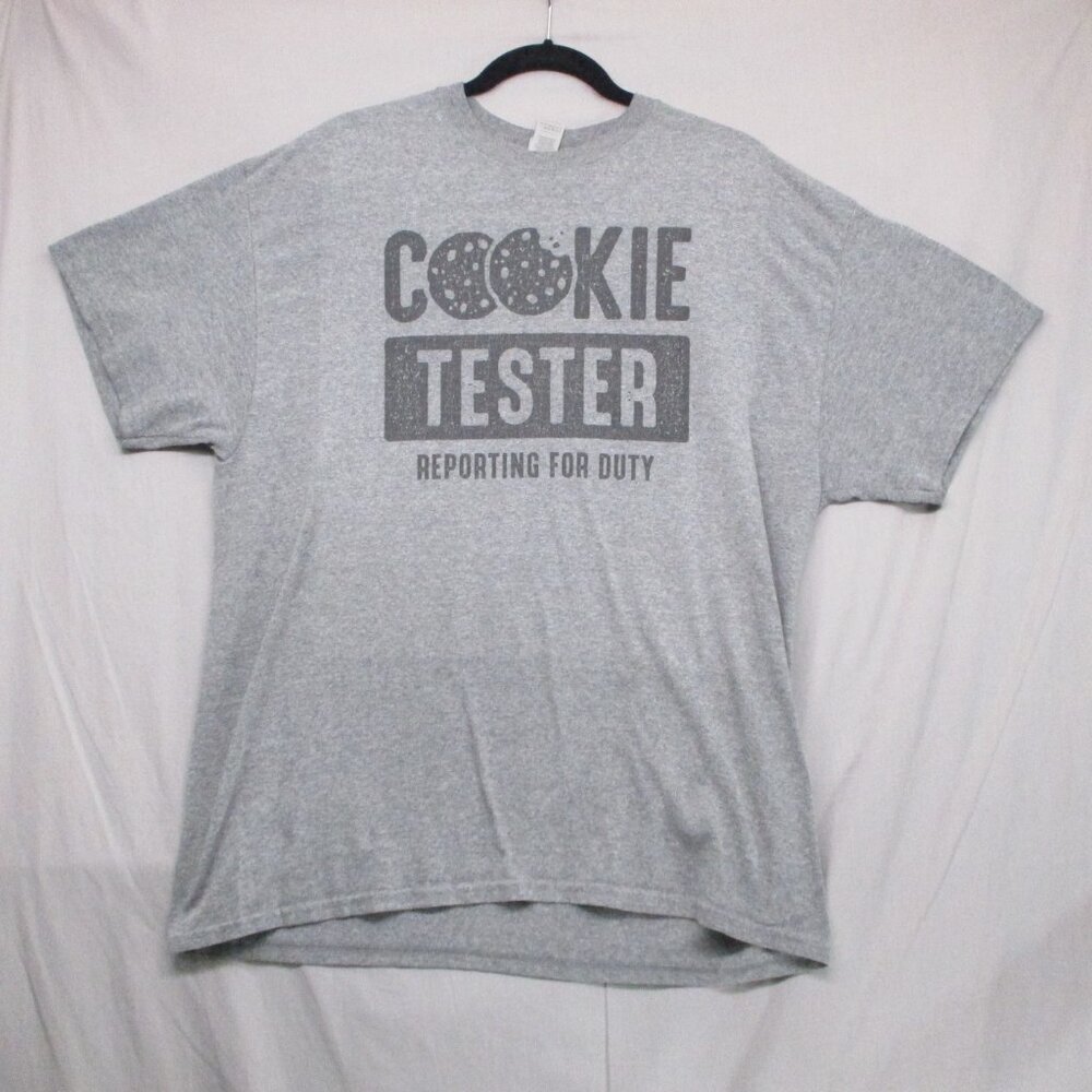 Gildan Cookie Tester‎ Graphic Print T-Shirt Gray Men Size | XL